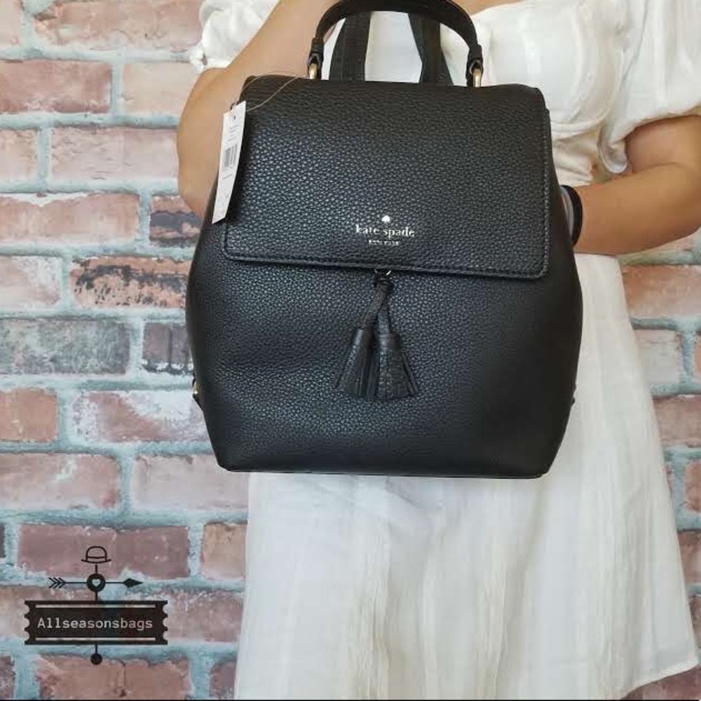 Kate spade medium Hayes flap backpack black bag - Picture 3 of 8